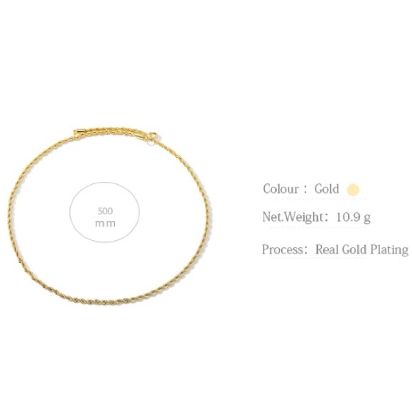 💛18K gold plated skinny rope chain - Picture 3 of 9